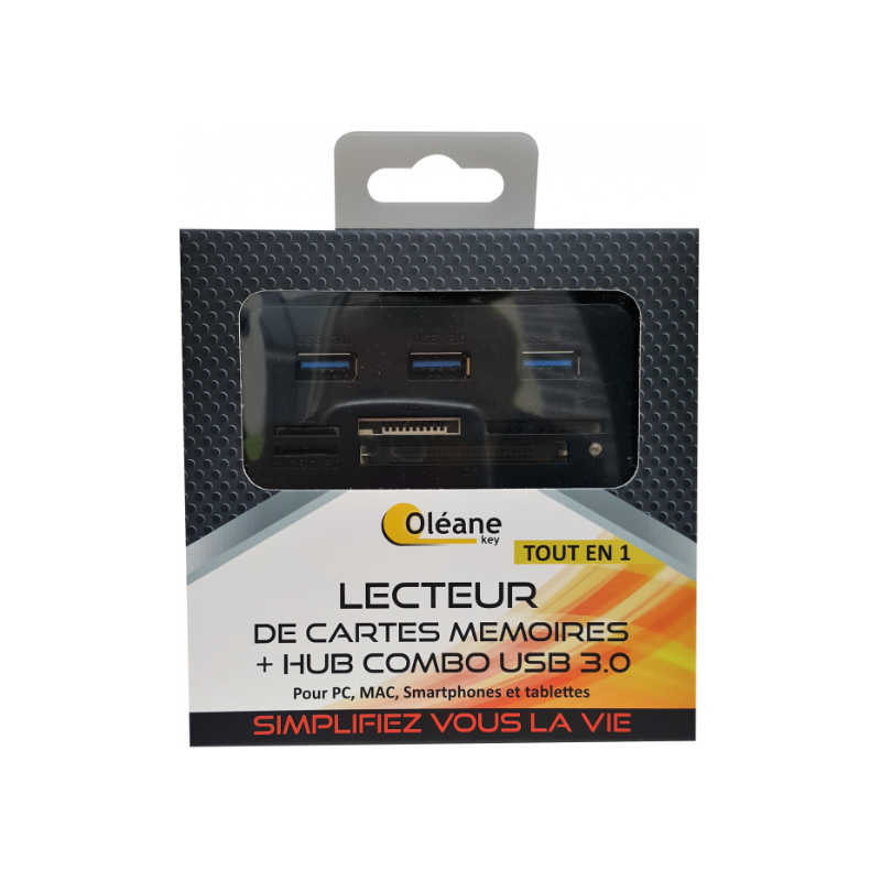 Lecteur de carte mémoire + HUB combo USB 3.0 Oléane key