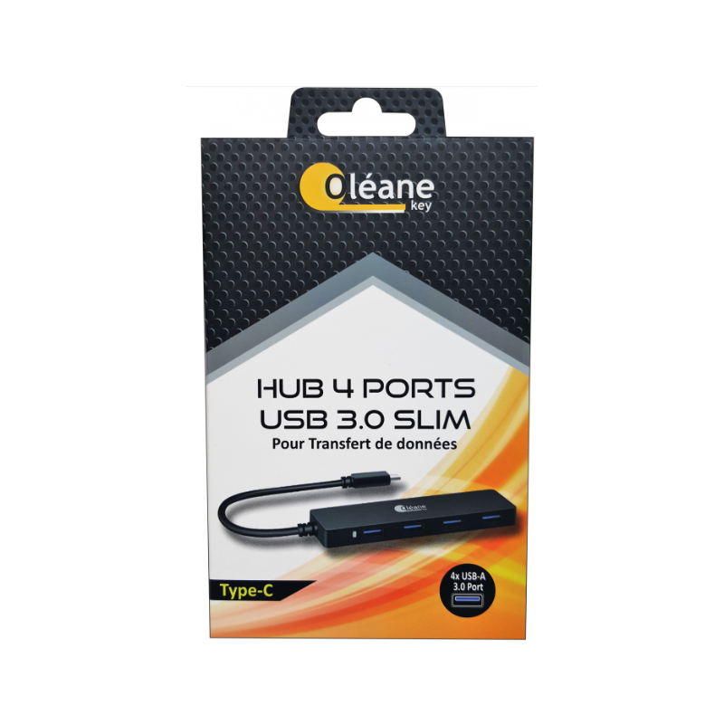 HUB 4 ports USB 3.0 slim Type-C Oléane key