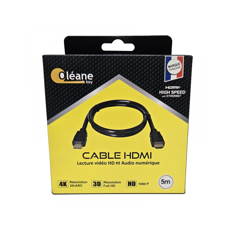 Câble HDMI 1.4 mâle/mâle 5m Oléane key