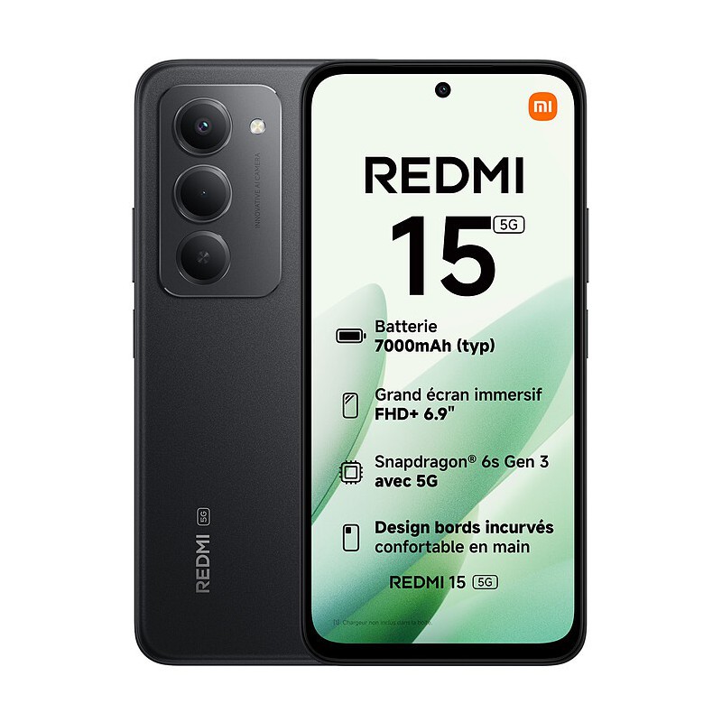 Xiaomi Redmi 15 5G Noir (4 Go / 128 Go)