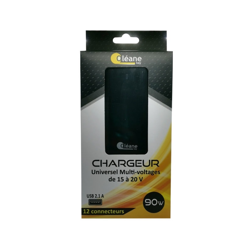 Chargeur Universel Multi-voltages 90W Noir Oléane key